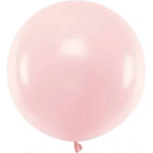 PartyDeco Кръгъл латексов балон светлорозов 60 см