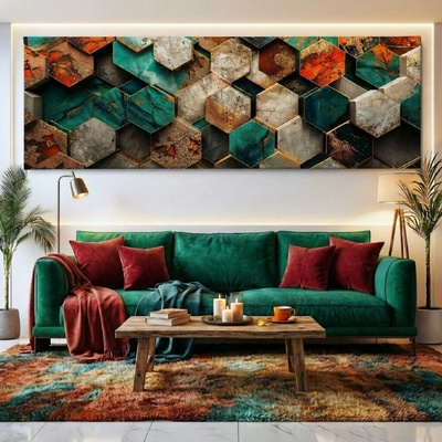 Obraz na plátně - Smaragdové úly FeelHappy.cz Rozměr obrazu (Šířka x Výška): 240 x 80 cm