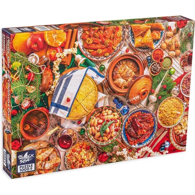 Black Sea Пъзел Black Sea Premium от 1000 части - Трапеза за Бъдни вечер + плакат с рецепти (BS32204)