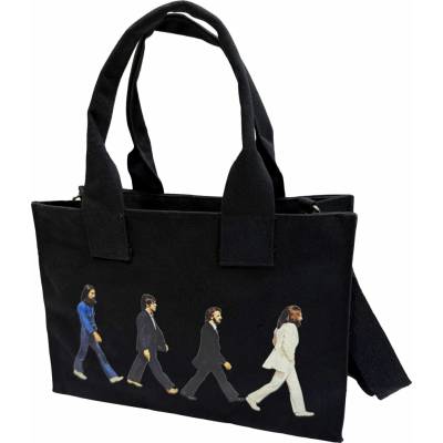 RukaHore Taška cez rameno The Beatles Cotton Tote Bag: Abbey Road Drop T Logo Black Back Print Čierna