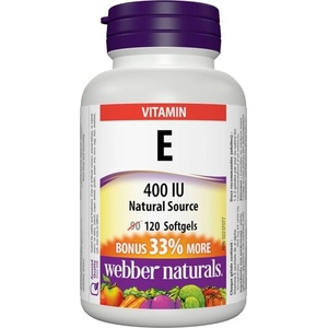 Webber Naturals Vitamin E 400 IU - Витамин Е (d-алфа токоферил ацетат) 400 IU, 120 софтгел капсулиVitamin E 400 IU - Витамин Е (d-алфа токоферил ацетат) 400 IU, 120 софтгел капсули (3800 WN)