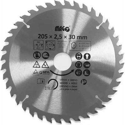 Magg Kotouč pilový 205x2,5x30mm/40 zubů střídavě šikmé