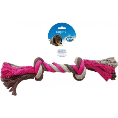Duvo + Lano s 2 uzlami na ťahanie ružovo-šedo-biele XXLarge 45 cm
