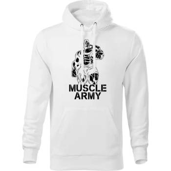 DRAGOWA мъжки суитшърт с качулка Muscle Army Man, бял, 320г/м2 (5781)