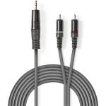 Nedis Недис COTH22200GY15 полупрофесионален аудиокабел, 3, 5 мм стерео жак - 2 x RCA щепсел, 1, 5 м, гъвкав (COTH22200GY15)
