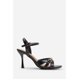 Wheres That From Сандали Wheres That From Women's Where's Mid Heel Heeled Sandals - BlackPU