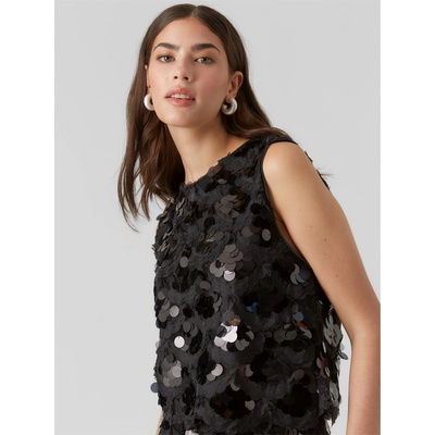 Vero Moda Потник Vero Moda Women's Sanni Woven Cami Vest - Black Sequin