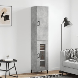 vidaXL Висок шкаф, бетонно сив, 34, 5x34x180 см, инженерно дърво (3199045)