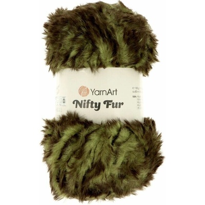 Yarnart Nifty Fur 8423 zelená s hnedou