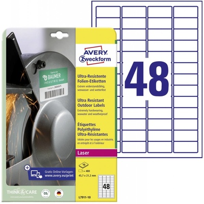 Avery Zweckform etikety A4 odolné ultra 457 x 212 mm 10 archů