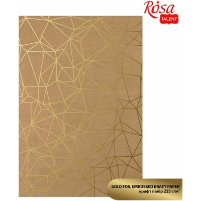 Rosa Papiere na scrapbooking s metalickými prvkami A4 - zlatý polygon