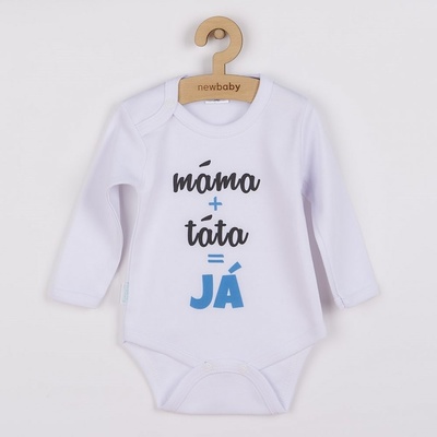 Body s potiskem New Baby máma plus táta rovná se JÁ modrá