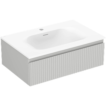 Mexen Rivel шкаф за баня 70 см с мивка Vela, 1 чекмедже, оребрена, сиво мат/бяло мат - 91A20-07023-1-BF62-W23M01 (91A20-07023-1-BF62-W23M01)