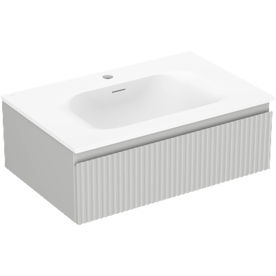 Mexen Rivel шкаф за баня 70 см с мивка Vela, 1 чекмедже, оребрена, сиво мат/бяло мат - 91A20-07023-1-BF62-W23M01 (91A20-07023-1-BF62-W23M01)