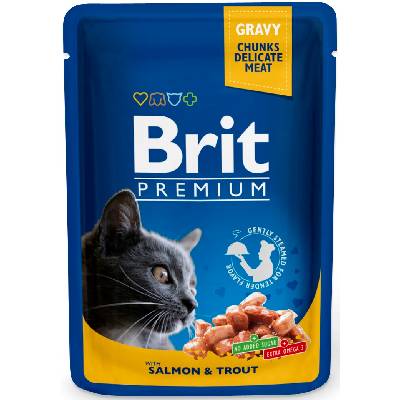 Brit Kap.Brit Cat Prem. Pouches losos+pstruh 100g