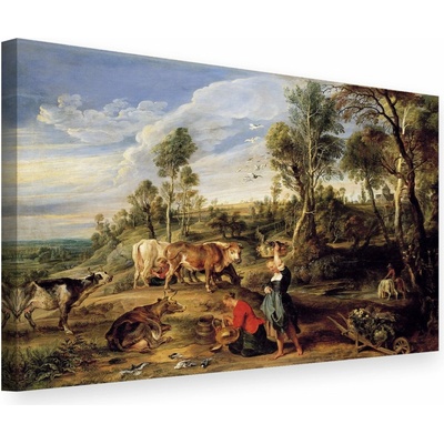 Obraz na plátne MILKMAIDS WITH CATTLE IN A LANDCAPE – Peter Paul Rubens - 60x40 cm