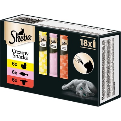 Sheba 2 + 1 подарък! Sheba Creamy Snacks - смесена опаковка (54 x 12 г)