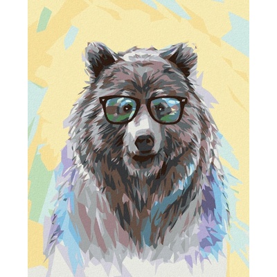 zuty Malování Podle Čísel Medvěd S Brýlemi 80 x 100 Cm Plátno Rám