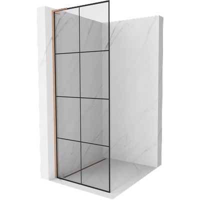 Mexen Kioto L душ параван Walk-in 80 x 200 см, черна решетка, четкана мед - 800-080-103-65-77 (800-080-103-65-77)
