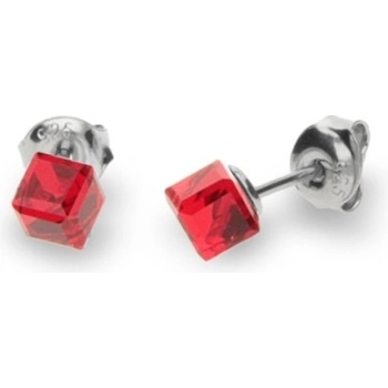 Spark červené se Swarovski Elements Small Cube Studs K48414SI Siam