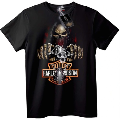 NOONEBRAND Тениска Harley-Davidson Черепен байкер - M, Black