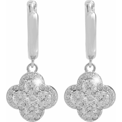 JSB Bijoux Štvorlístky z Kubických zirkónov Crystal 92400591cr (Ag 925/1000, 3,1 g)