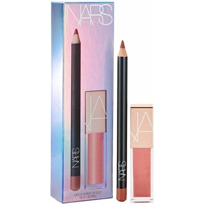 Nars Line & Shine Nars Afterglow Mini Lip Shine Orgasm lesk na rty 3,7 ml + Nars Precision Lip Liner rosebud tužka na rty 1,1 g kosmetická sada