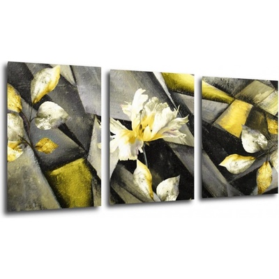 Impresi Obraz Abstraktní žluto šedý - 150 x 70 cm (3 dílný)