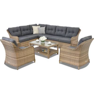 Garden Point Градински мебели с ъглов диван Toledo Corner 7 Garden Point cappuccino (GAP323-COR7)