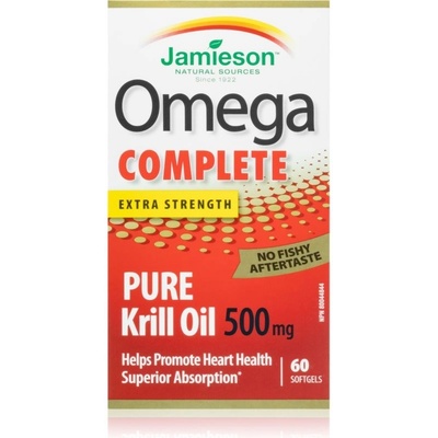 Jamieson Omega Complete Pure Krill 500 mg měkké tobolky pro normální činnost srdce a mozku 60 ks