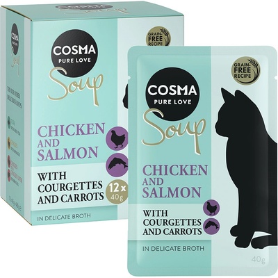 Cosma Soup kuracie prsia a losos s cuketou a mrkvou 12 x 40 g