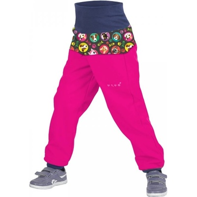 Unuo dětské softshellové kalhoty BATOLE Kočka a pes fuchsiové