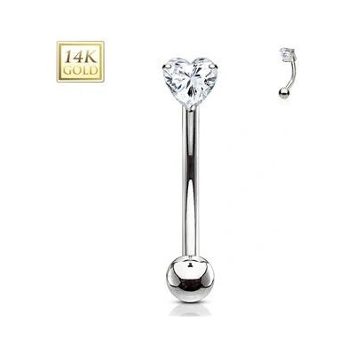 Šperky4U zlatý piercing do obočí čirý zirkon ZL01092-WG