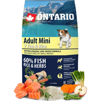 Ontario Adult Mini 7 Fish & Rice 2,25 kg