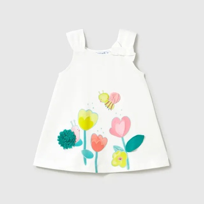 Mayoral Рокля графика цветя в бял цвят за бебе момиче Mayoral