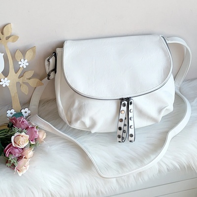 Кожена дамска Бяла чанта Модел-774