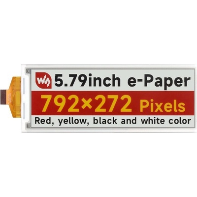 Waveshare 5.79inch e-Paper display (G), e-ink display, 792x272, Red/Yellow/Black/White, Without driver board