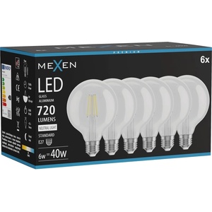Mexen Vintis 6x LED Лампа на нажежаема жичка E27, G95, 6W, Неутрална - 4000K, 720 lm, (L157-E27-0640-00x06)