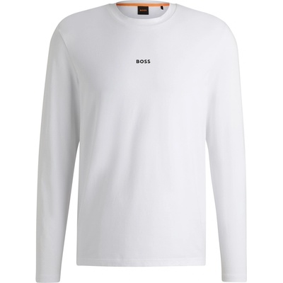 Boss Тениска Boss Men's Tchark Orange Cotton Long Sleeve T-Shirt - White 100