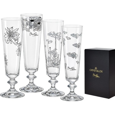 Crystalex Sklenice na sekt By Mucha 4 x 205 ml