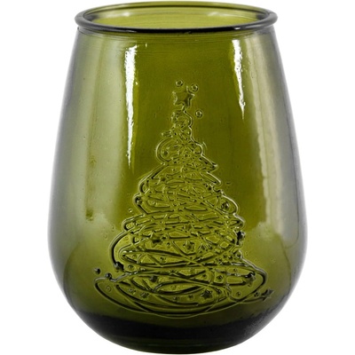 Ego Dekor Ваза от зелено стъкло с коледен мотив, височина 13 cm Arbol de Navidad - Ego Dekor (ZSM-2382DB615)