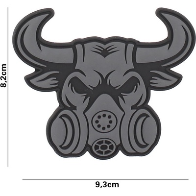 Gumová nášivka 101 Inc Gasmask Bull - sivá