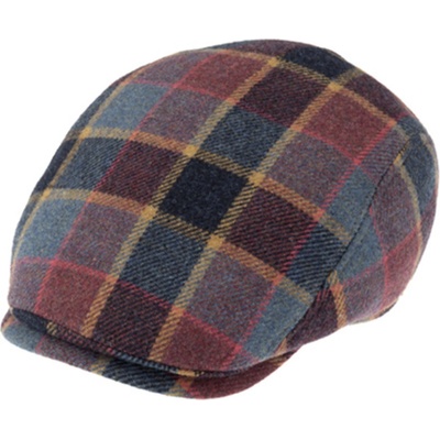 Fiebig Headwear since 1903 modrá kostkovaná vlněná bekovka Fiebig