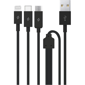 Ttec Кабел ttec - Trio Charge, USB-A/USB-C/Micro USB/Lightning, 1.2 m, черен (8694470827476)