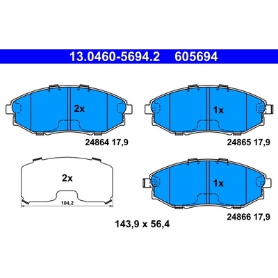 Sada brzdových platničiek, vždy 4 kusy v sade ATE 13.0460-5694.2 (13046056942)