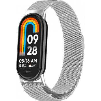 Mobilly Милански ход изцяло метална гривна за смяна за Xiaomi Mi Band 8 - Silver (XXX)