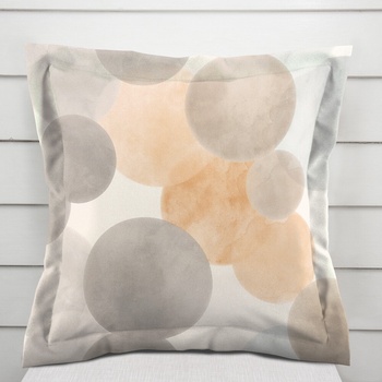 Biante Zamatová s lemom Tamara TMR-047 Sivo-béžové kruhy na smotanovom 40 x 40 cm