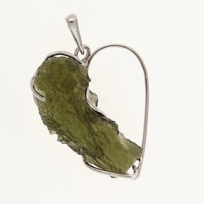 My Moldavite Zlatý přívěsek s přírodním vltavínem – srdce7862