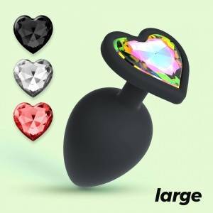 Boss of Toys Crushious Cuore Black Intimate Plug Large with 4 Changeable Jewels