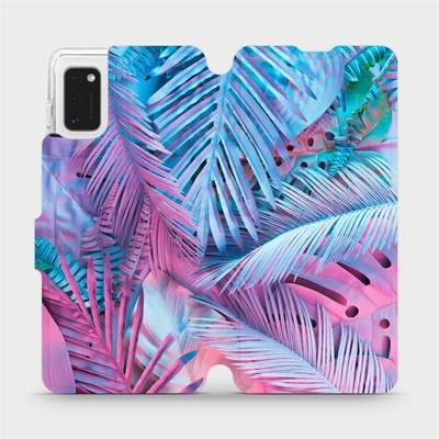 Pouzdro Mobiwear parádní flip Samsung Galaxy A41 - MG10S Fialové a modré listy